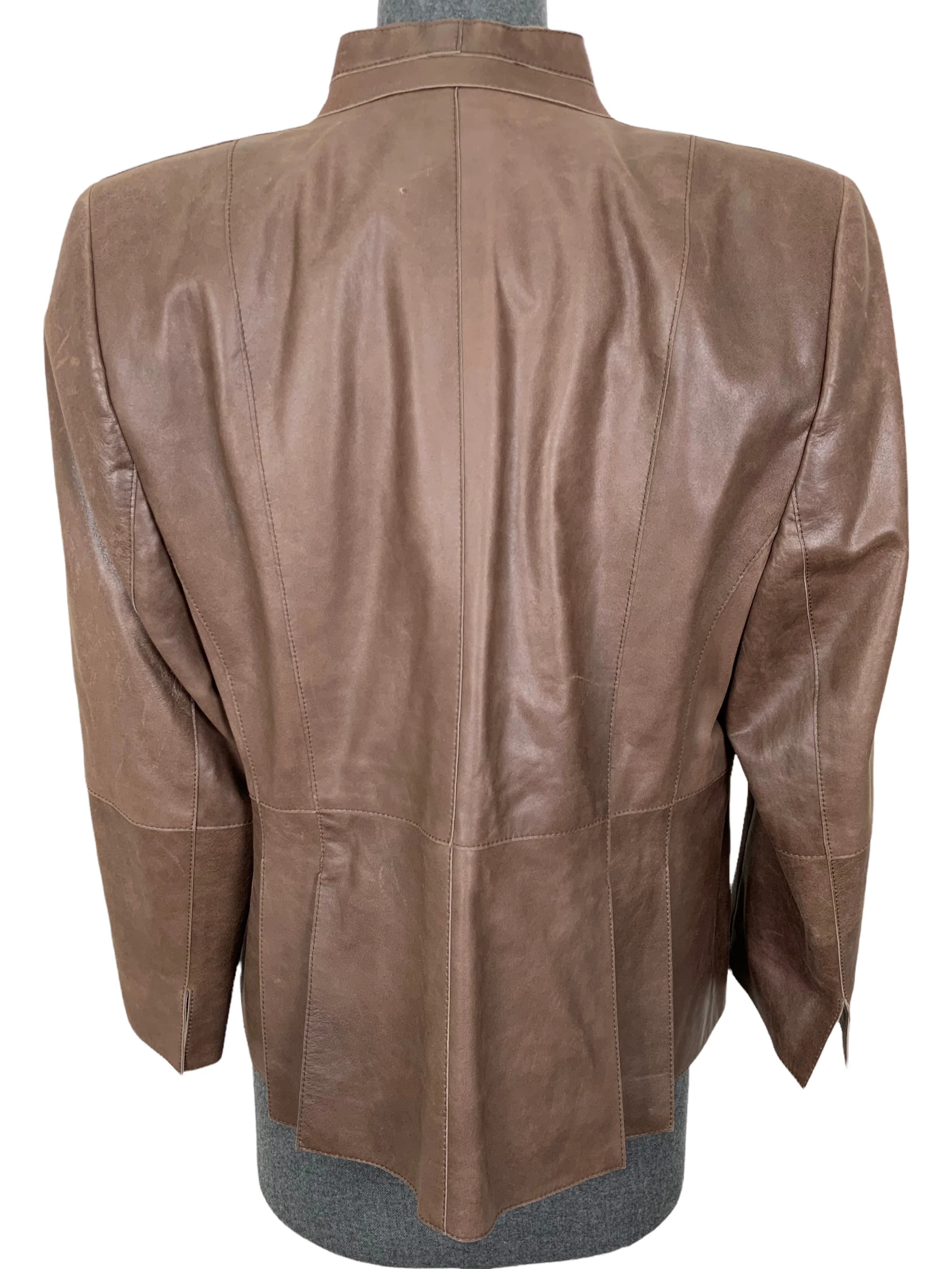 AKRIS Distressed Lambskin Leather Jacket Size L