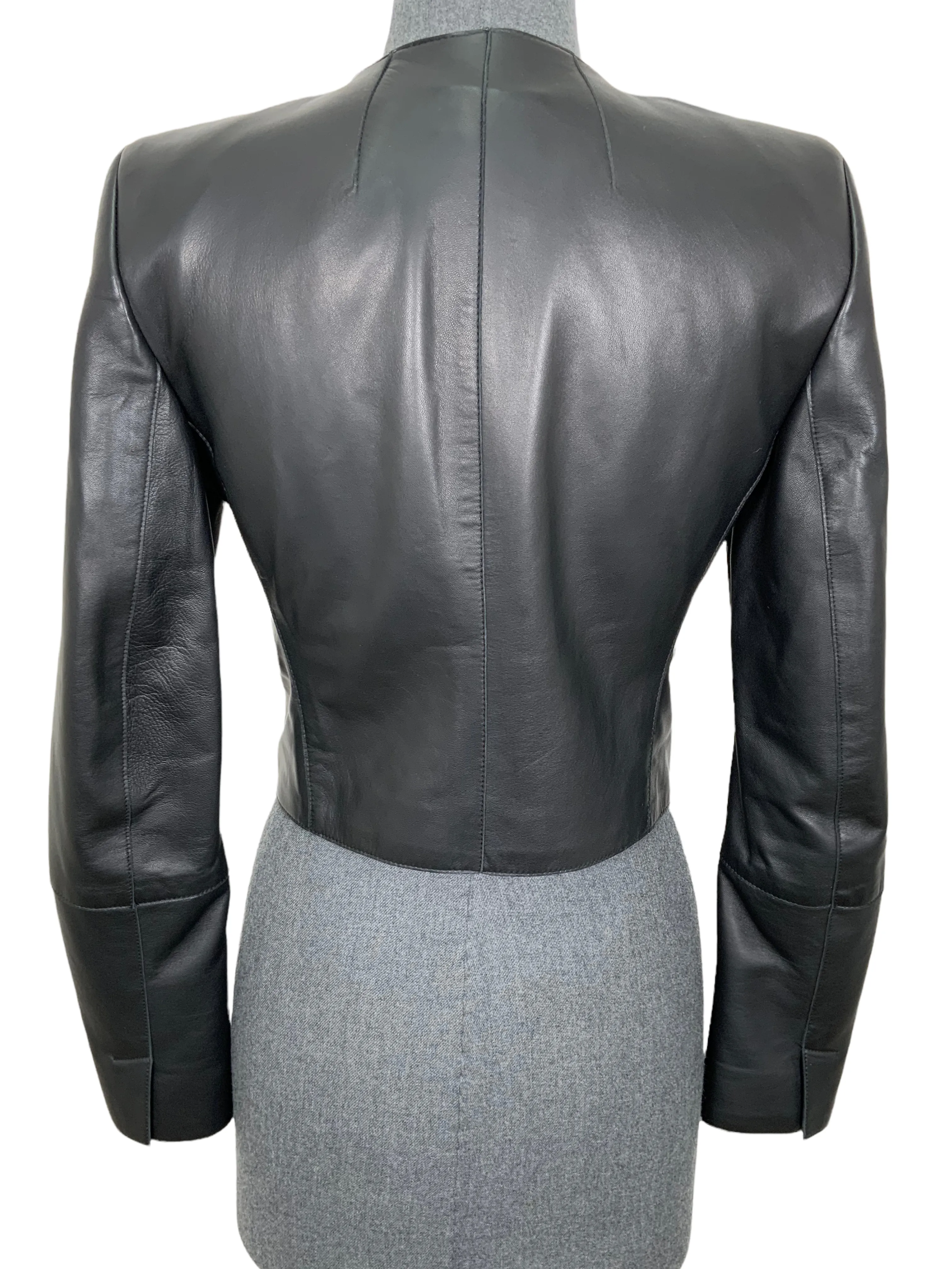 AKRIS Lambskin Leather Cropped Jacket Size Size S