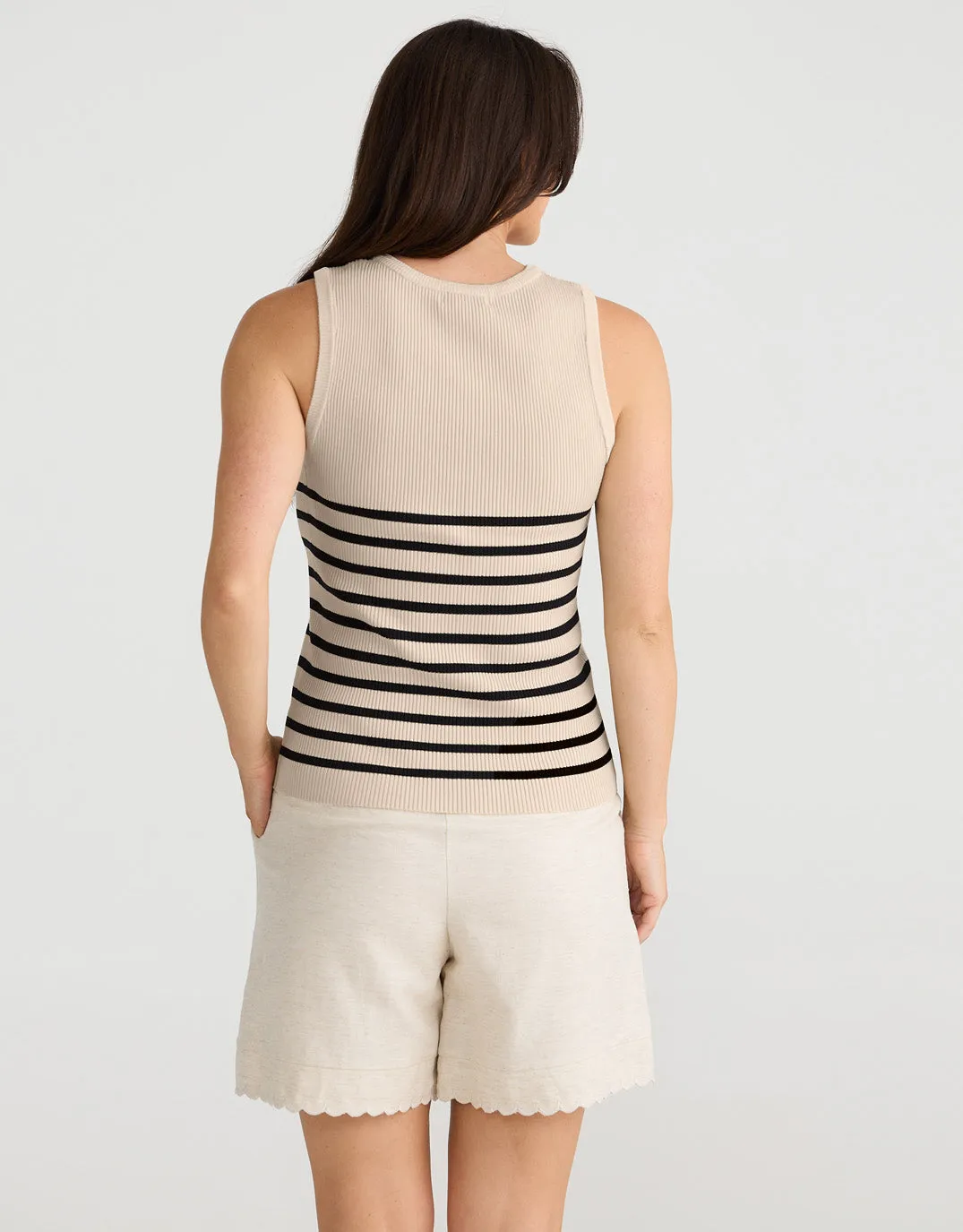 Amba Stripe Tank - Ecru/Black