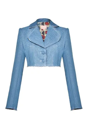 AQUA DENIM CROPPED BLAZER