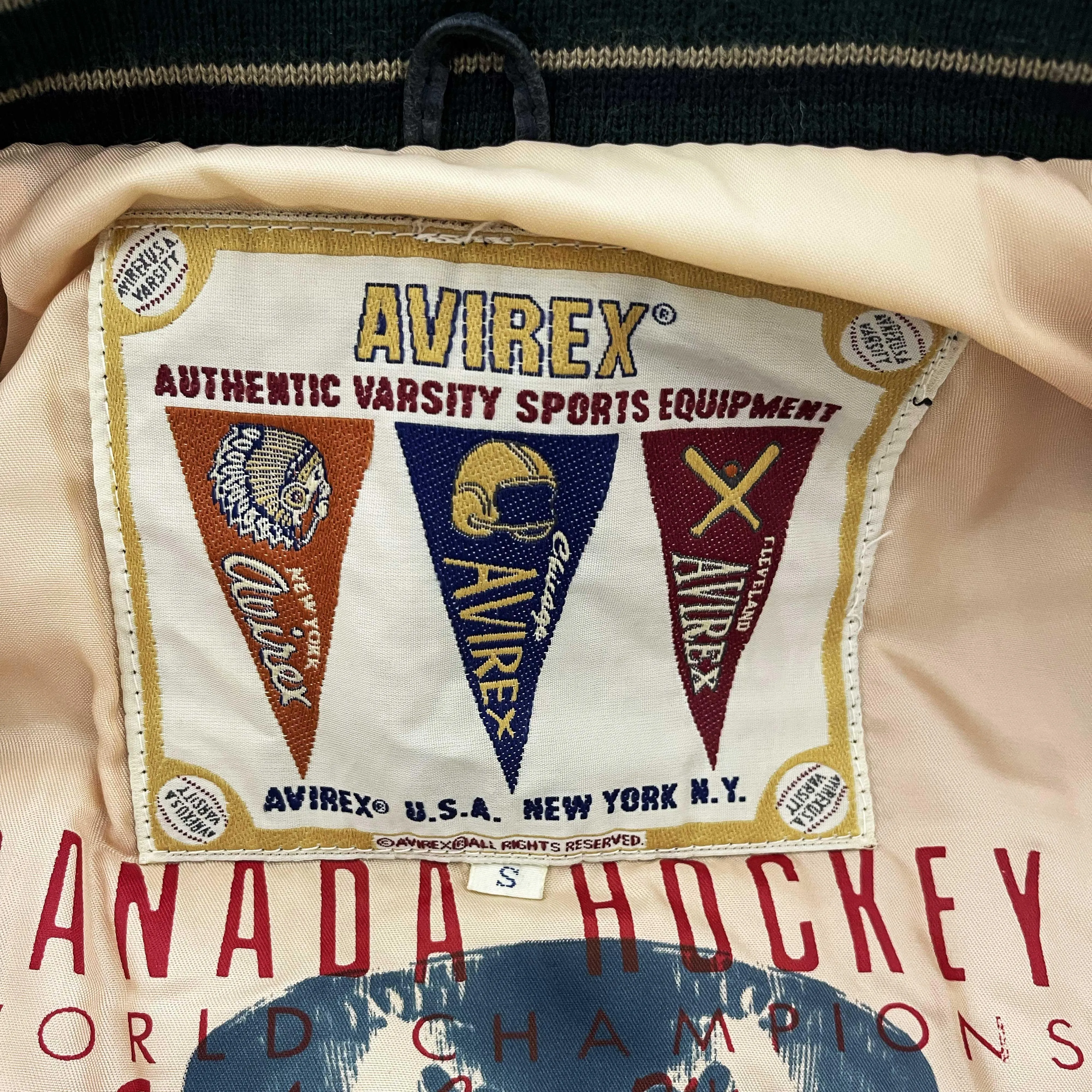 Avirex Leather Varsity Jacket - Canadian Hockey - S