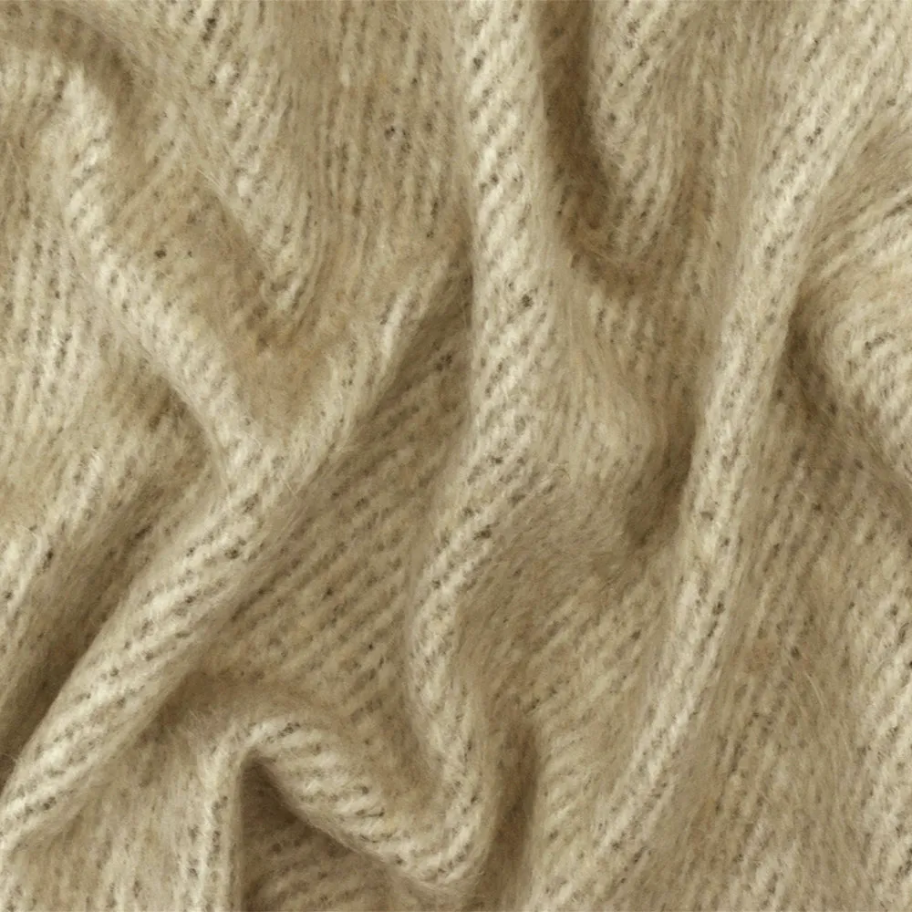 Beige-Black-Multi Brushed Wool Blend Twill Coating Woven Fabric