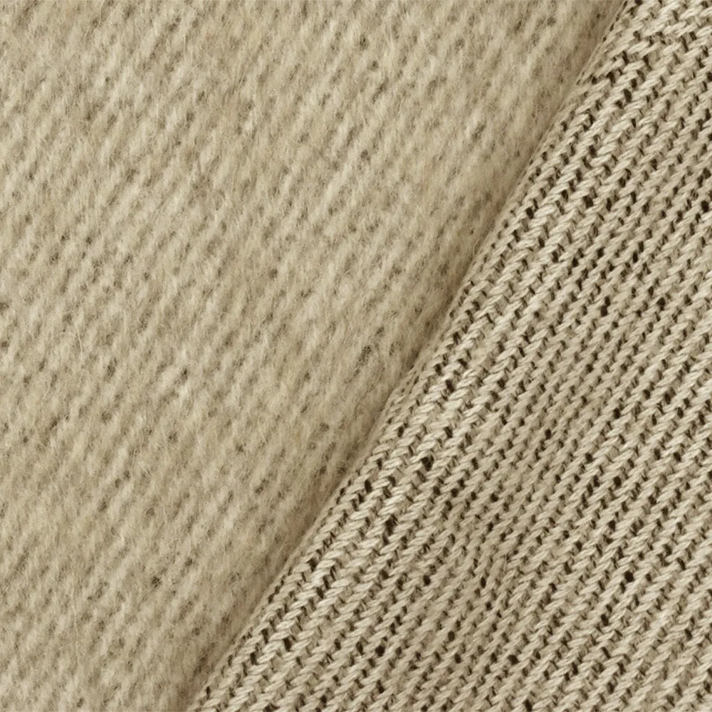 Beige-Black-Multi Brushed Wool Blend Twill Coating Woven Fabric