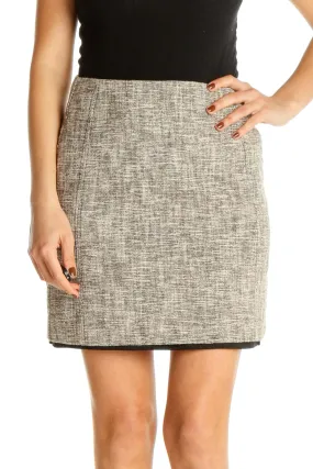 Beige Textured All Day Wear Pencil Skirt