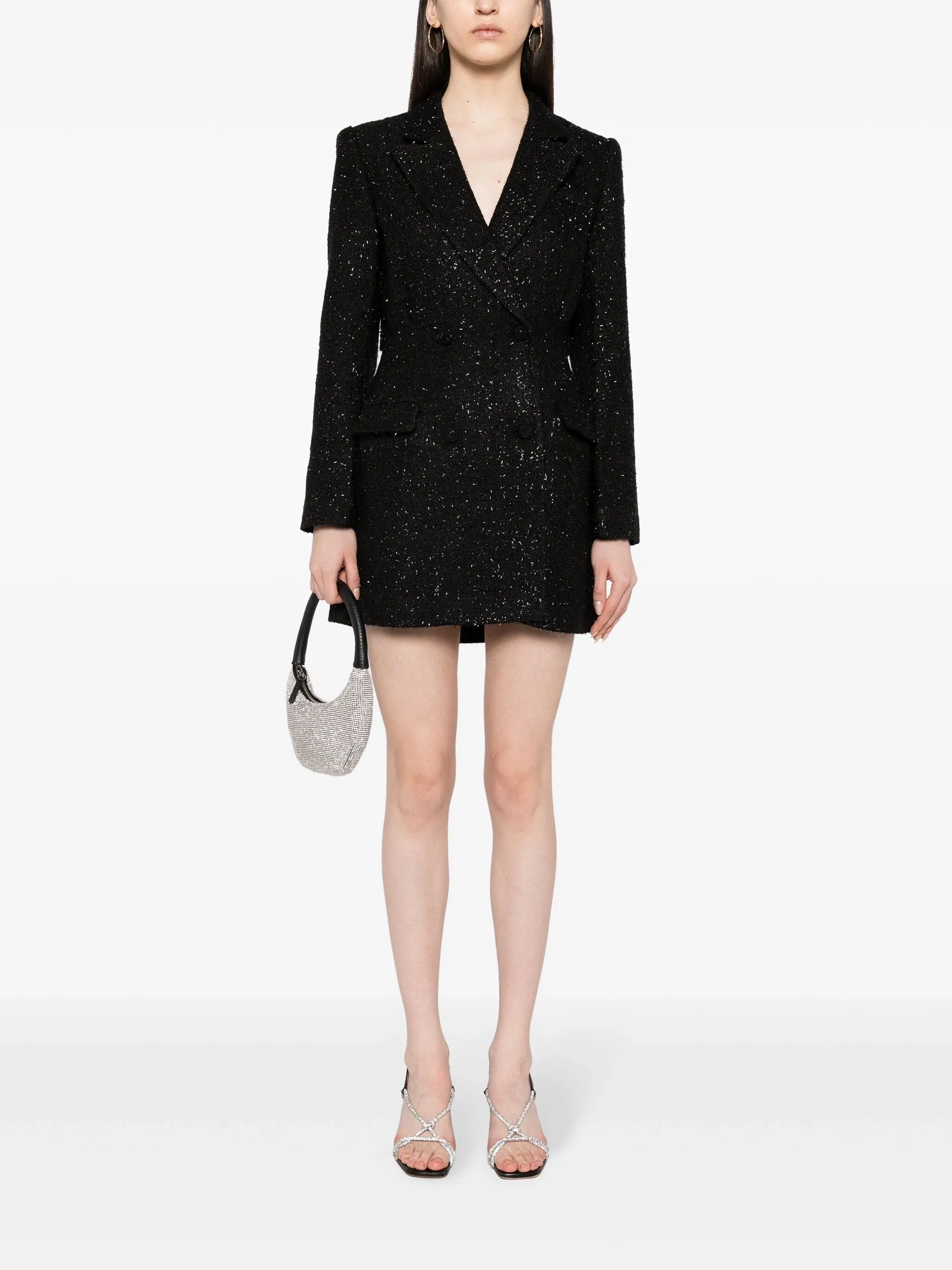 Black Boucle Tailored Mini Dress