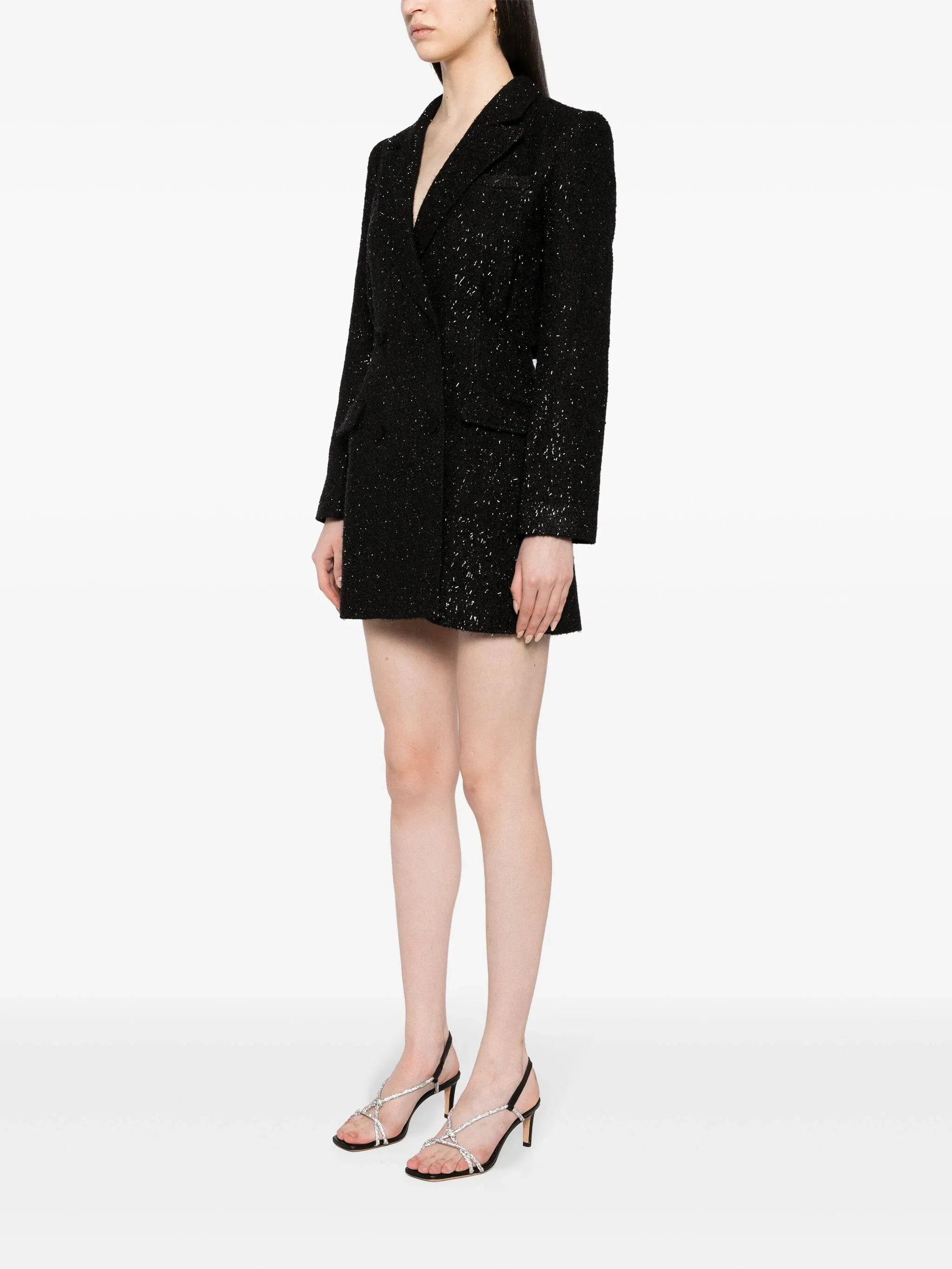 Black Boucle Tailored Mini Dress