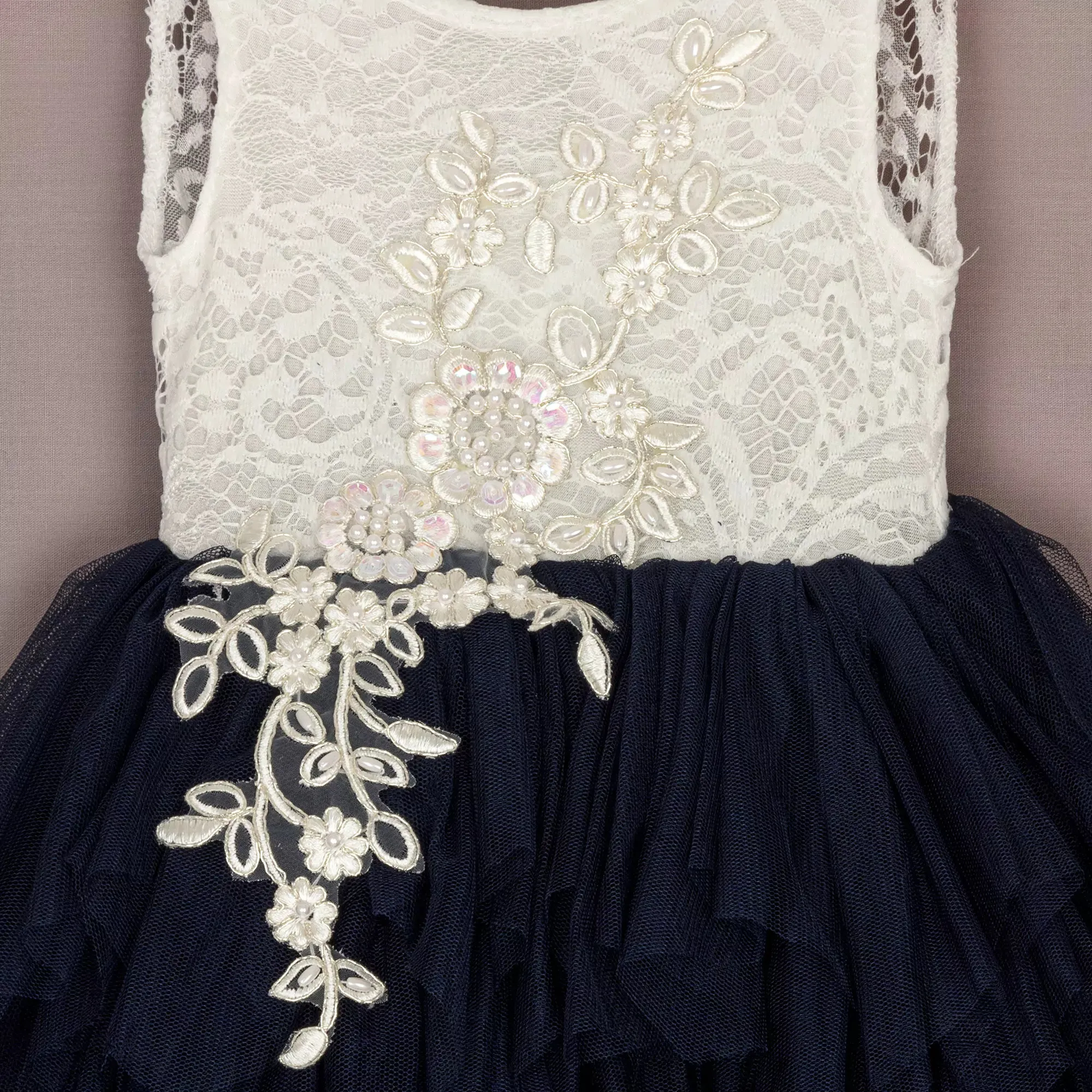 Boho Dreams Dress - Navy Blue Applique