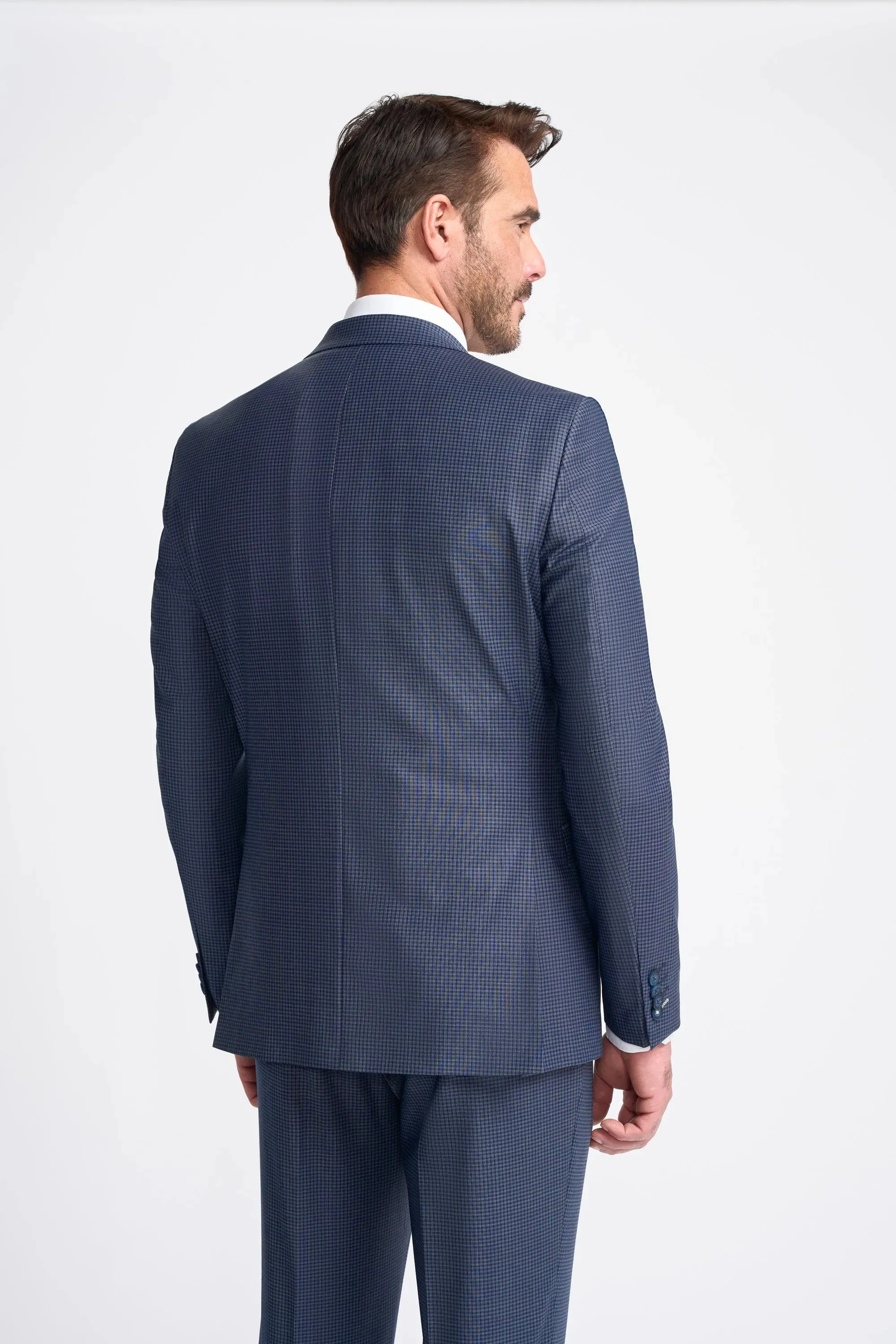 Bond - Men's Navy Check Tailored Fit Blazer