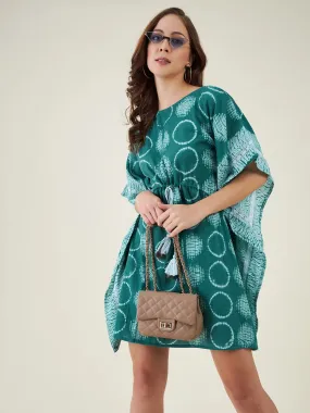 Bottle Green Shibori Tiedye Kaftan Dress