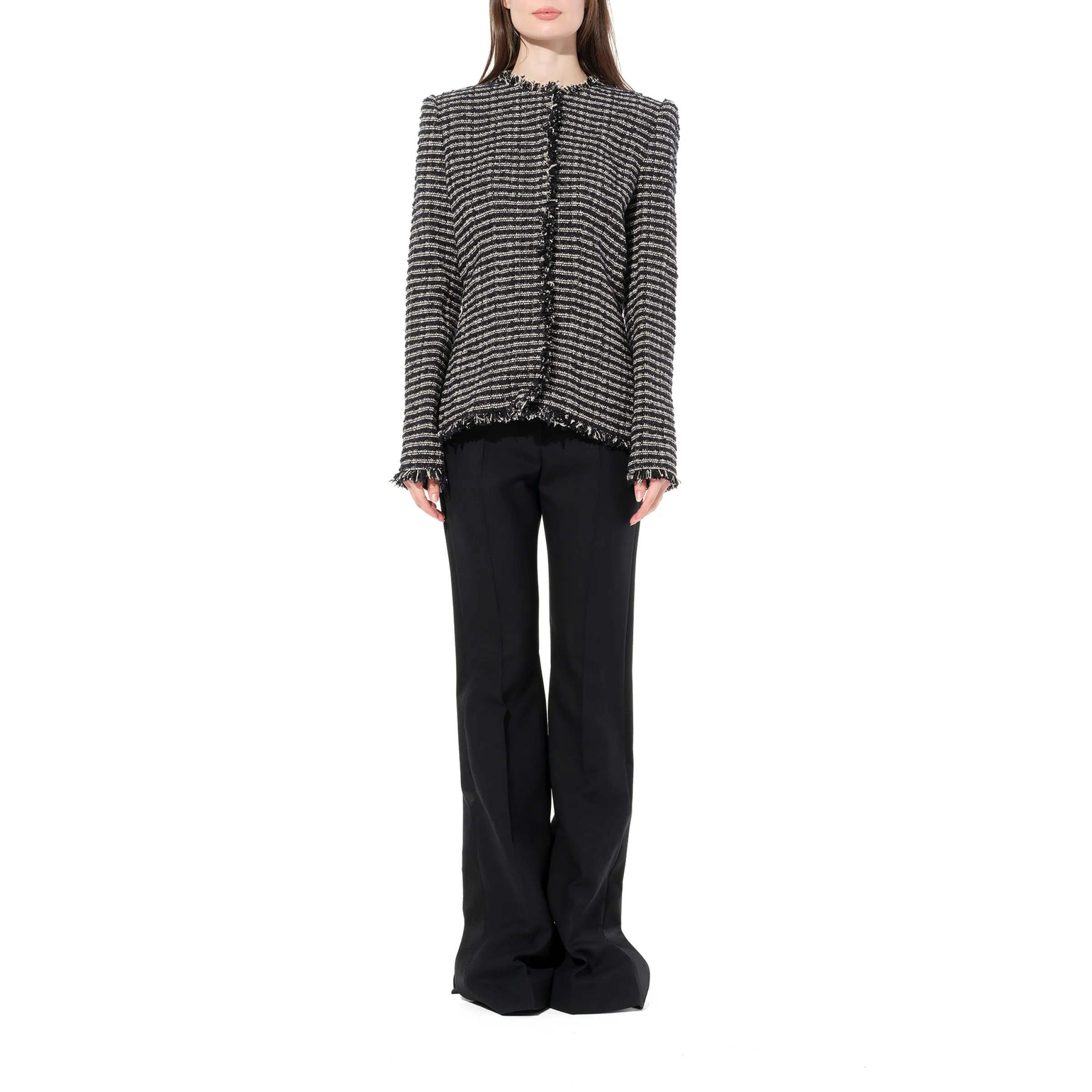 Boucle Tweed Jacket in Black/Ivory