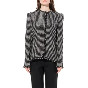 Boucle Tweed Jacket in Black/Ivory