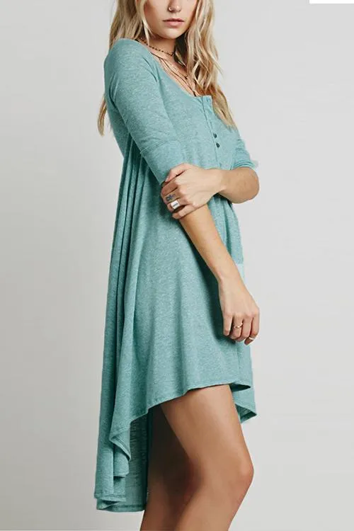 Button High Low T Shirt Dress