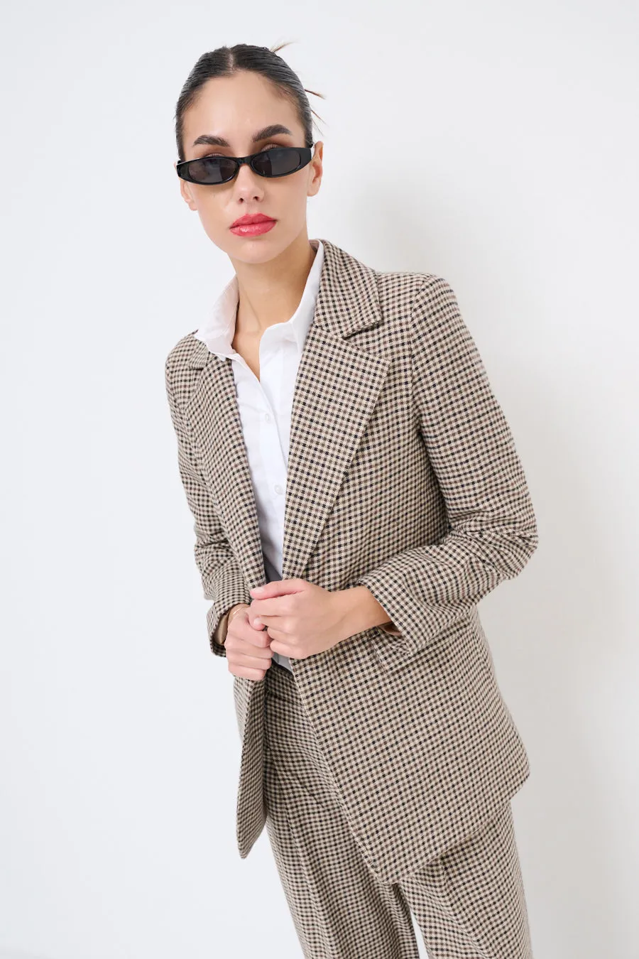 Chic plaid blazer classic tailored style wholesale