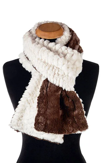 Classic Scarf - Two-Tone, Plush Faux Fur in Falkor with Cuddly Fur in Chocolate (Limited Availability)