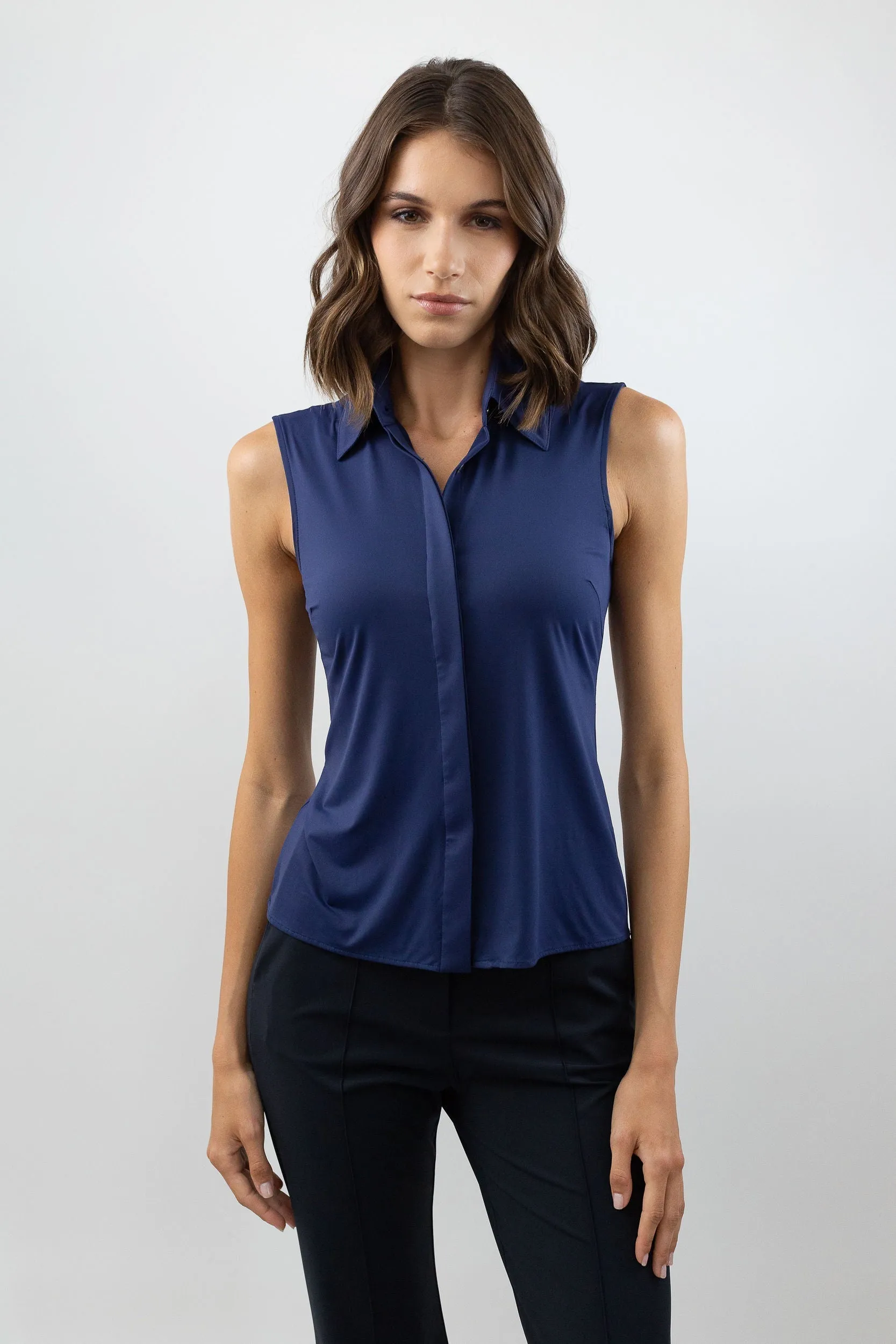 Classic Sleeveless Button Up