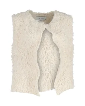 Cream Fuzzy Cotton Sleeveless Vest