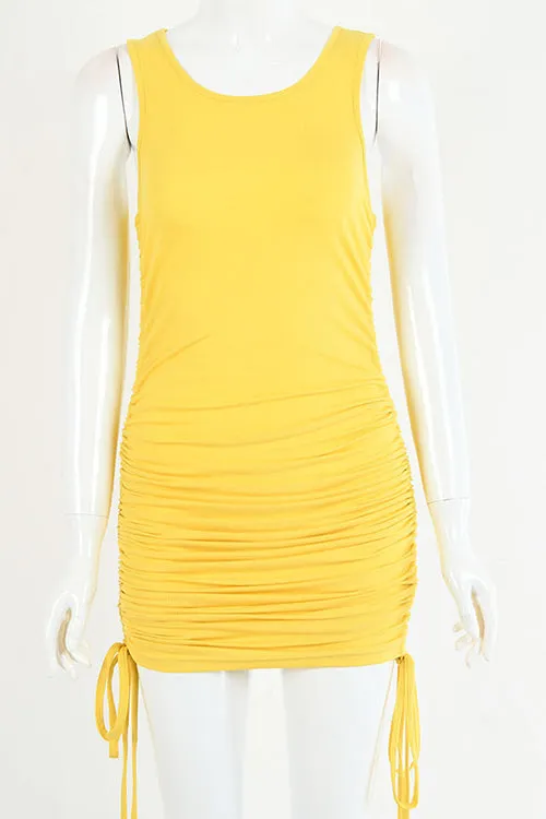 Drawstring Sleeveless Mini Dress