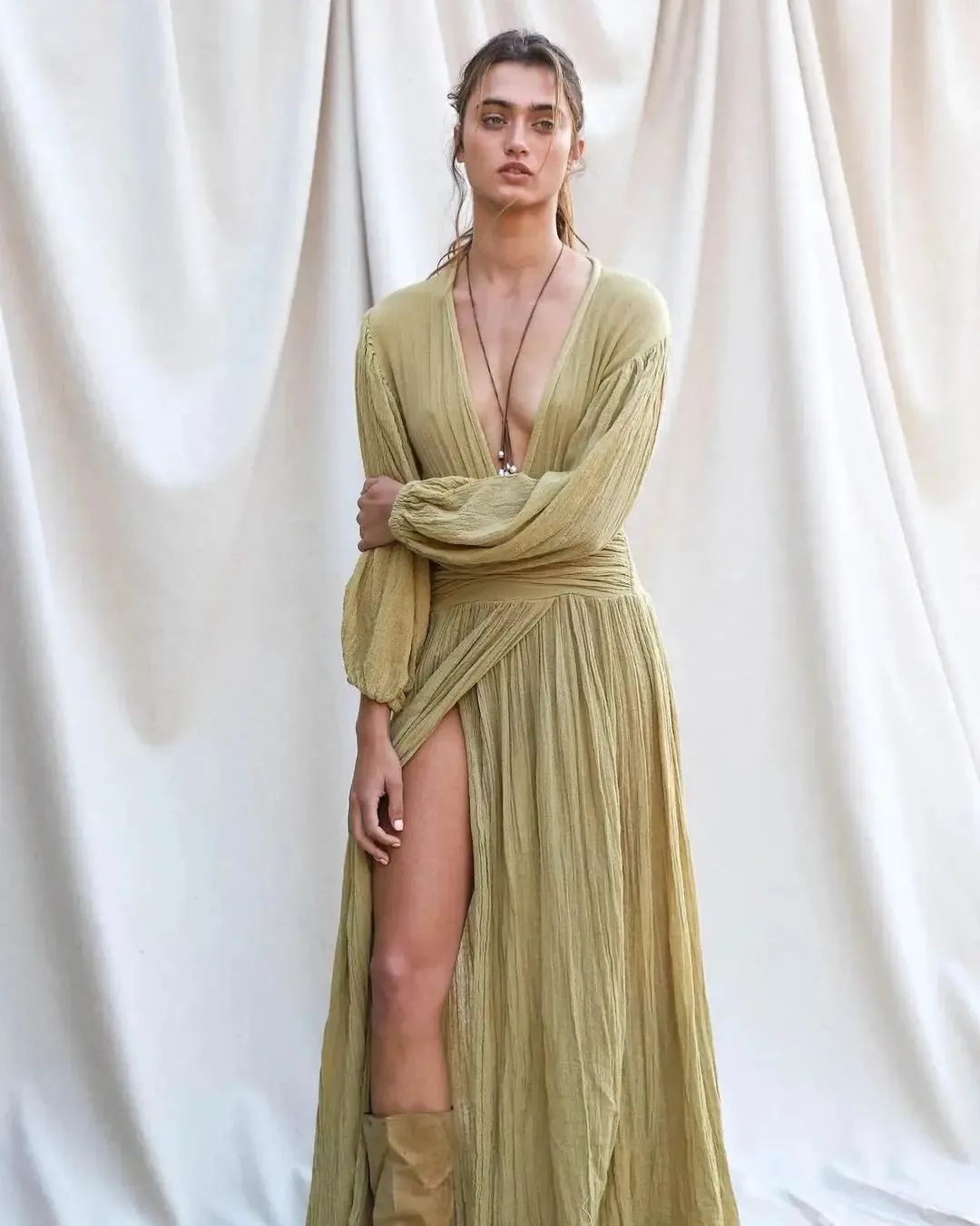 Elegant Boho Long Loose Cotton Beach Dress