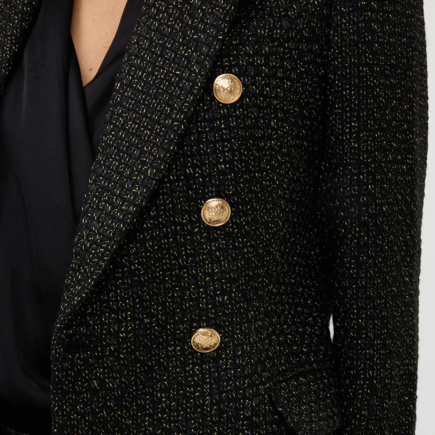 Esqualo Boucle Blazer | Black/Gold