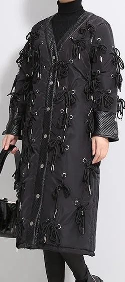 Eyelet & Bow-Embellished Coat