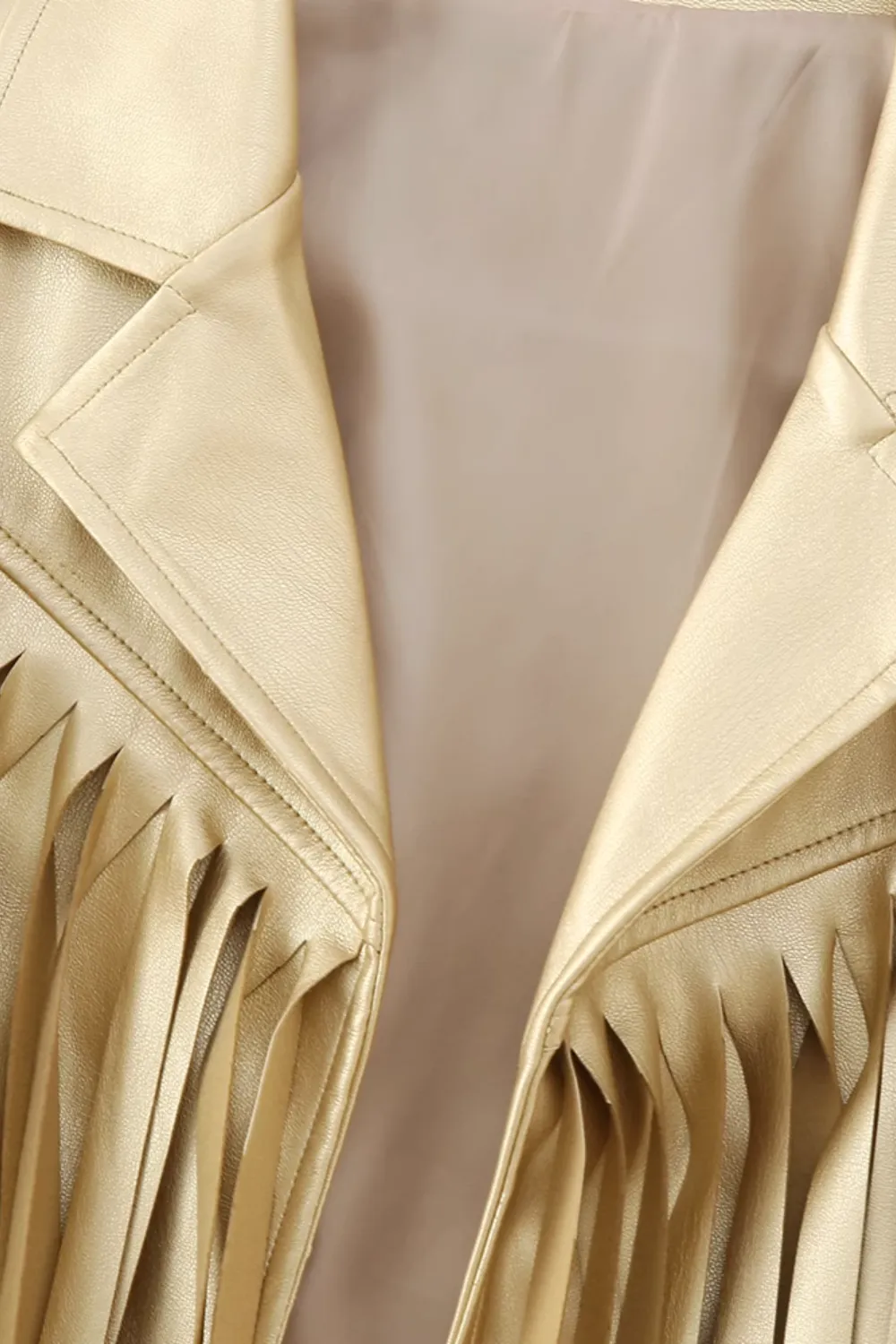 'Glenda' Fringe Faux Leather Jacket