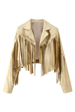 'Glenda' Fringe Faux Leather Jacket