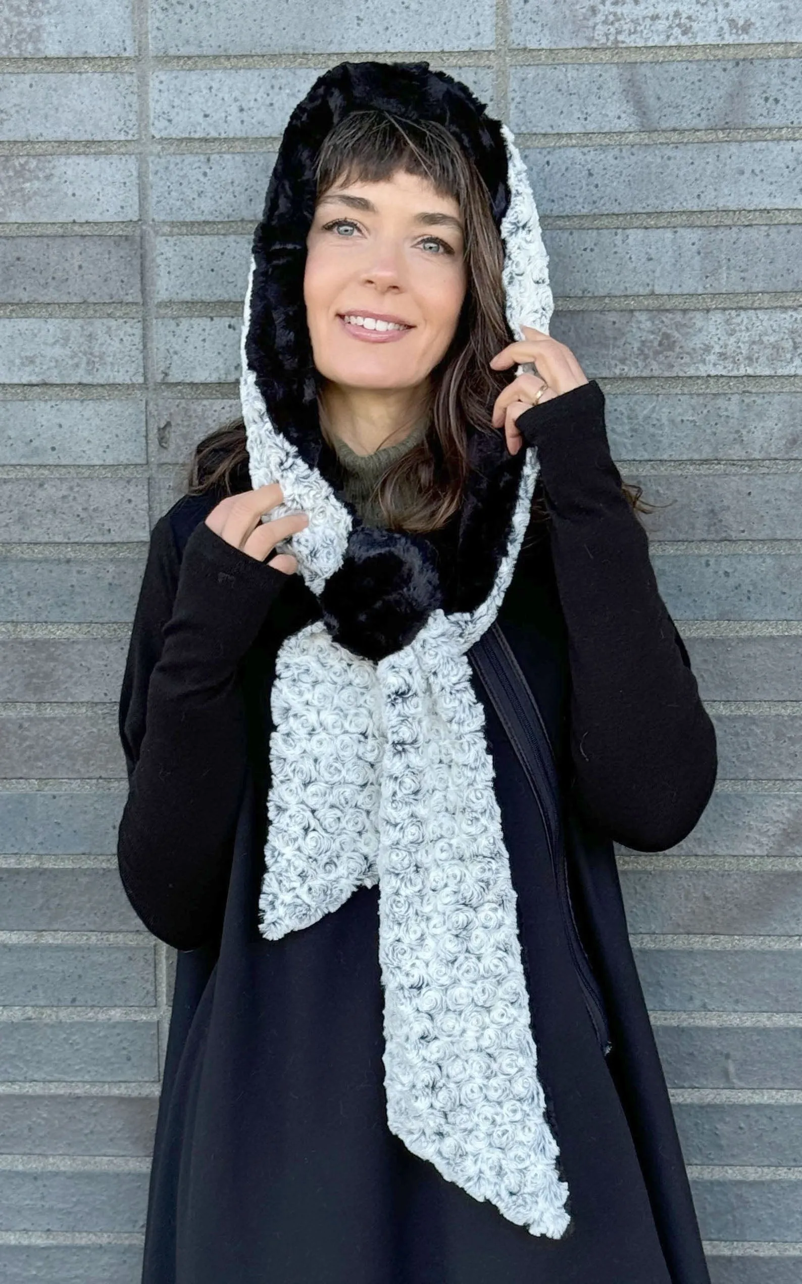 Hoody Scarf - Rosebud Faux Fur with Cuddly Fur Sold Out!