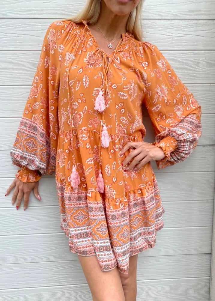 Indikah dress - Boho tan print