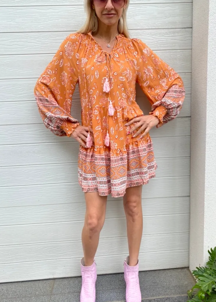 Indikah dress - Boho tan print