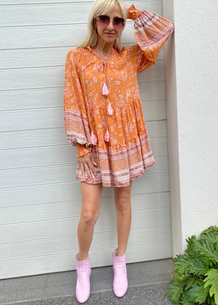 Indikah dress - Boho tan print