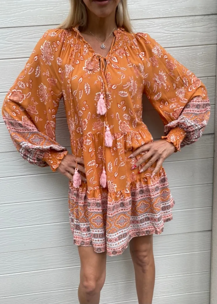 Indikah dress - Boho tan print