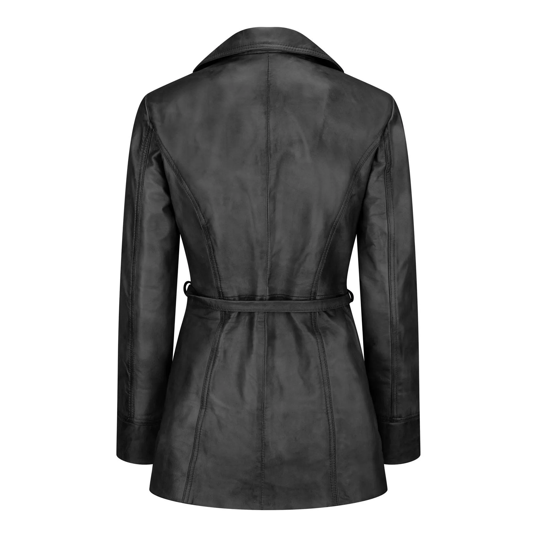 Ladies Women Real Soft Italian Black Leather Mid Length Jacket