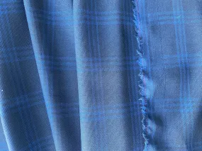 Lighter-Weight Midnight & Cobalt Blue Plaid Wool Suiting (Made in Italy)