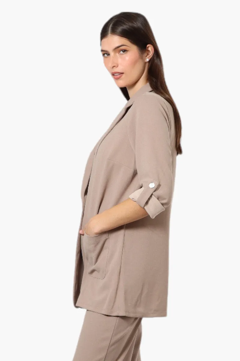 Limite Roll Up Sleeve 2 Button Blazer - Beige