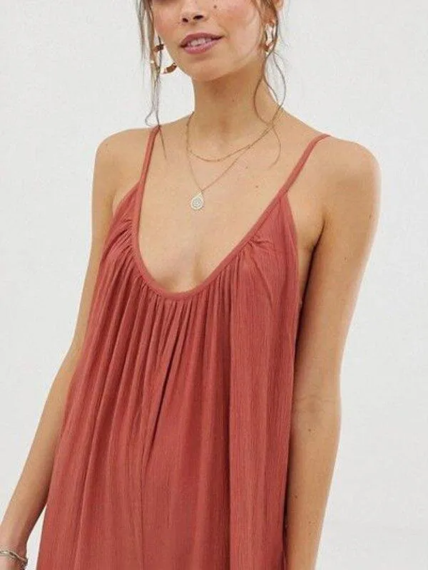 Loose Backless Wide Leg Jumpsuits