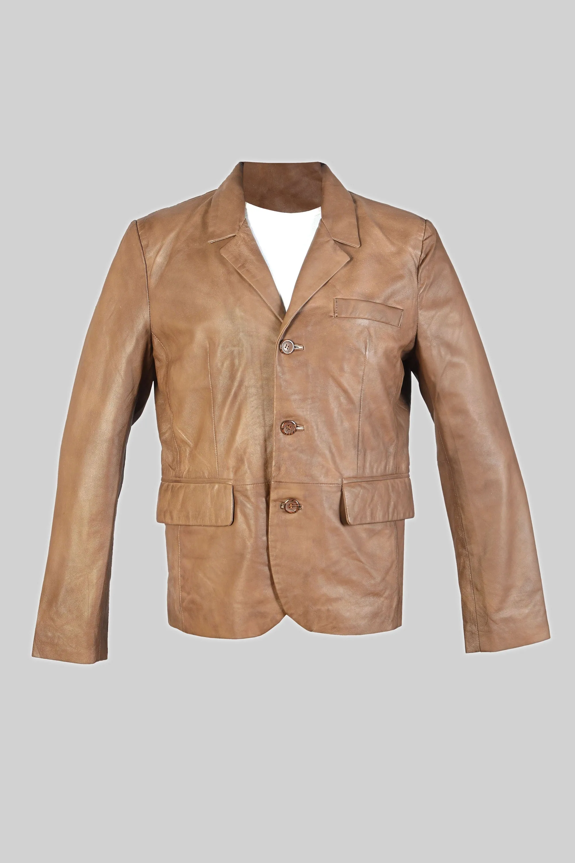 Men's Brown Sheepskin Leather Blazer