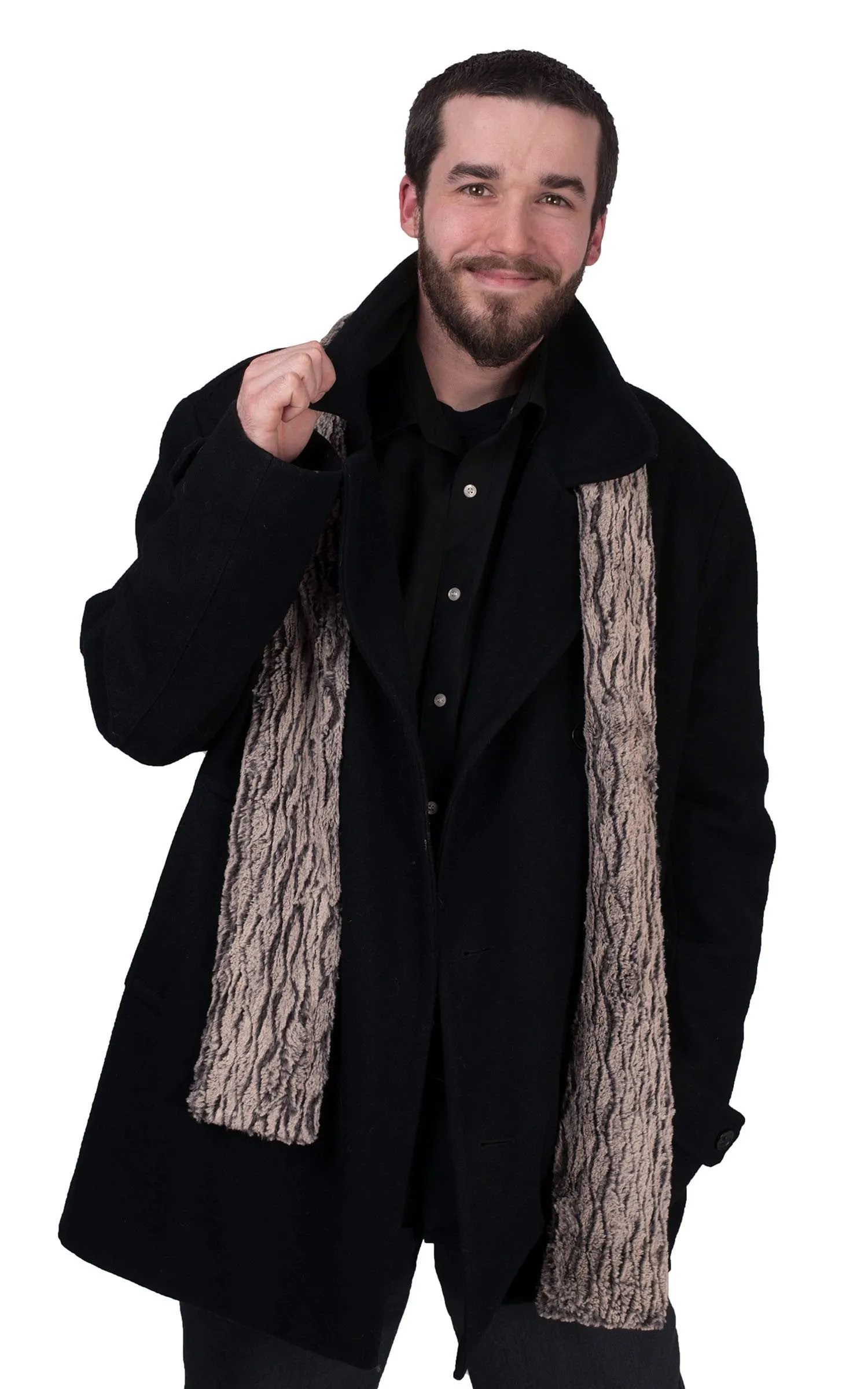 Men's Classic Scarf - Luxury Faux Fur in Carpathian Lynx