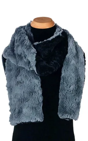 Men's Classic Scarf - Two-Tone, Cuddly Faux Fur in Slate