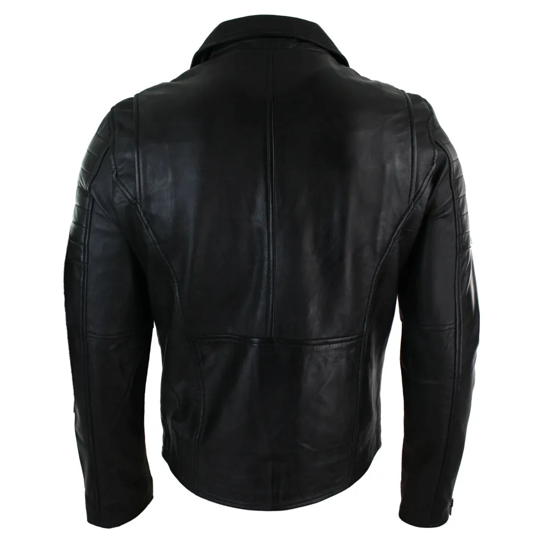 Men's Cross Zip Brando Leather Biker Jacket