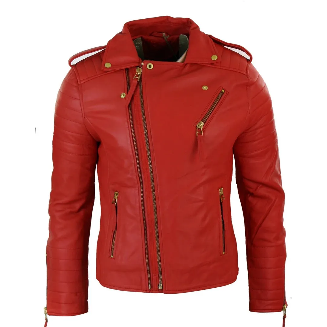 Men's Cross Zip Brando Leather Biker Jacket