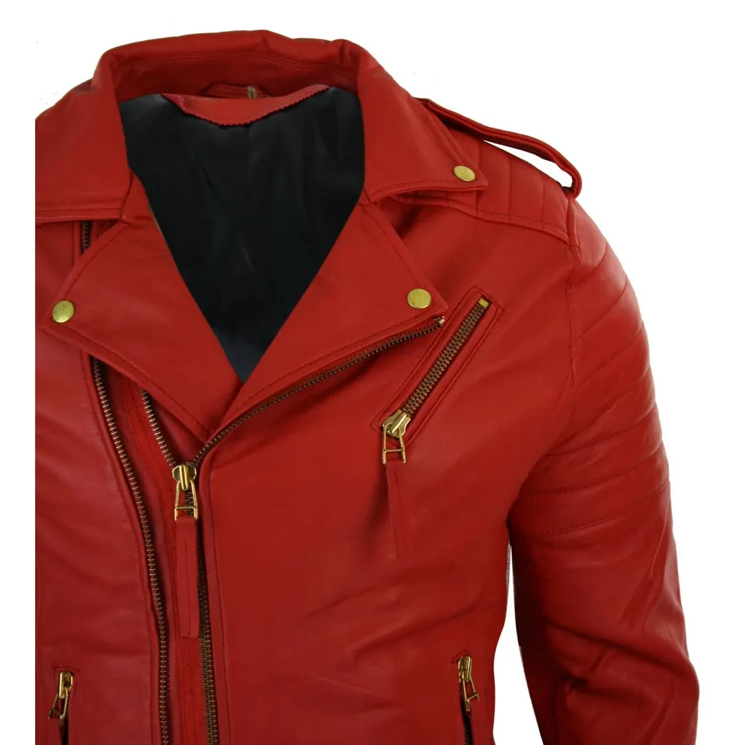 Men's Cross Zip Brando Leather Biker Jacket