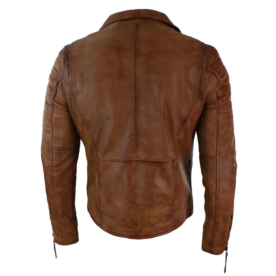 Men's Cross Zip Brando Leather Biker Jacket