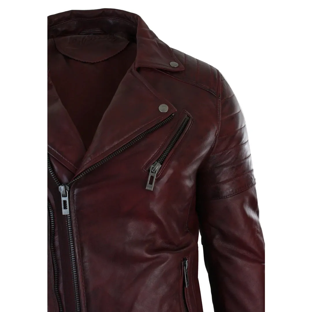 Men's Cross Zip Brando Leather Biker Jacket