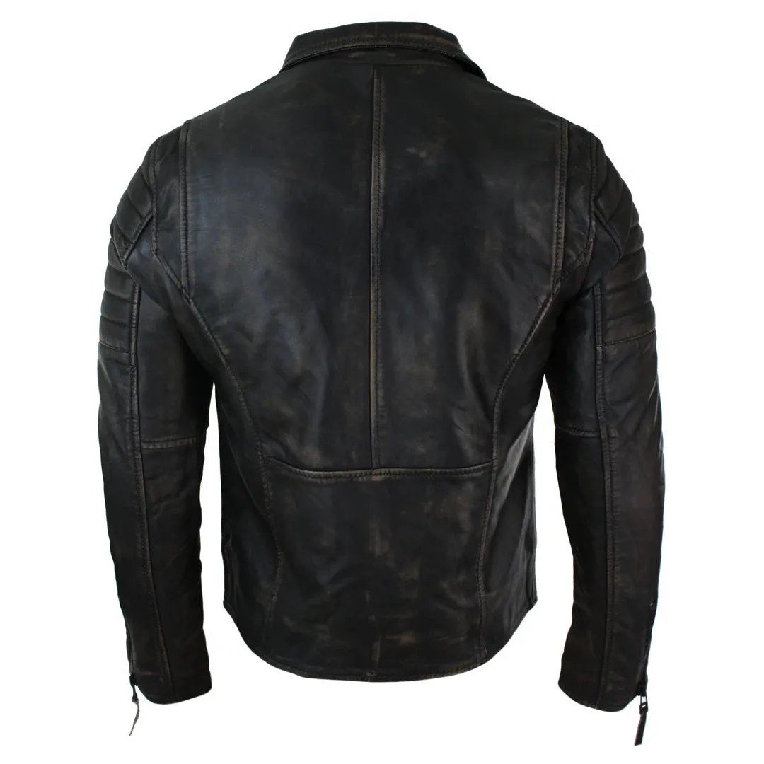 Men's Cross Zip Brando Leather Biker Jacket