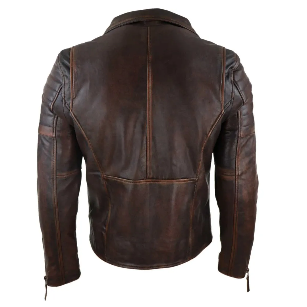 Men's Cross Zip Brando Leather Biker Jacket