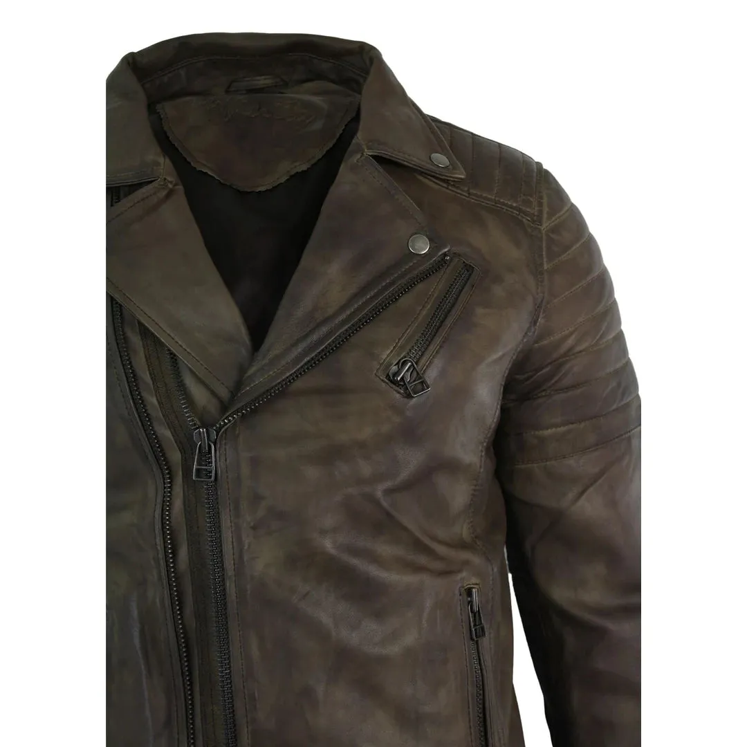 Men's Cross Zip Brando Leather Biker Jacket