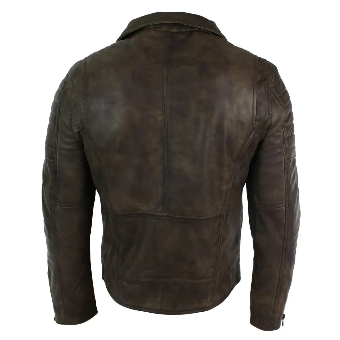 Men's Cross Zip Brando Leather Biker Jacket