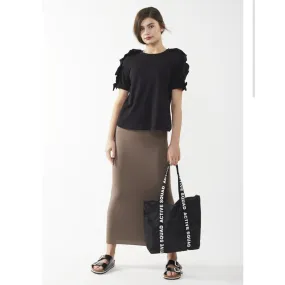 Midi Tube Skirt: Taupe