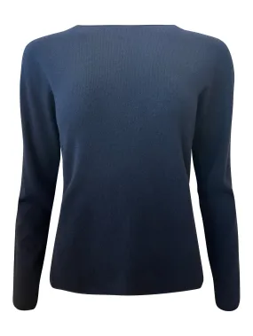 Navy Fine Boatneck Wool Cashmere Knit