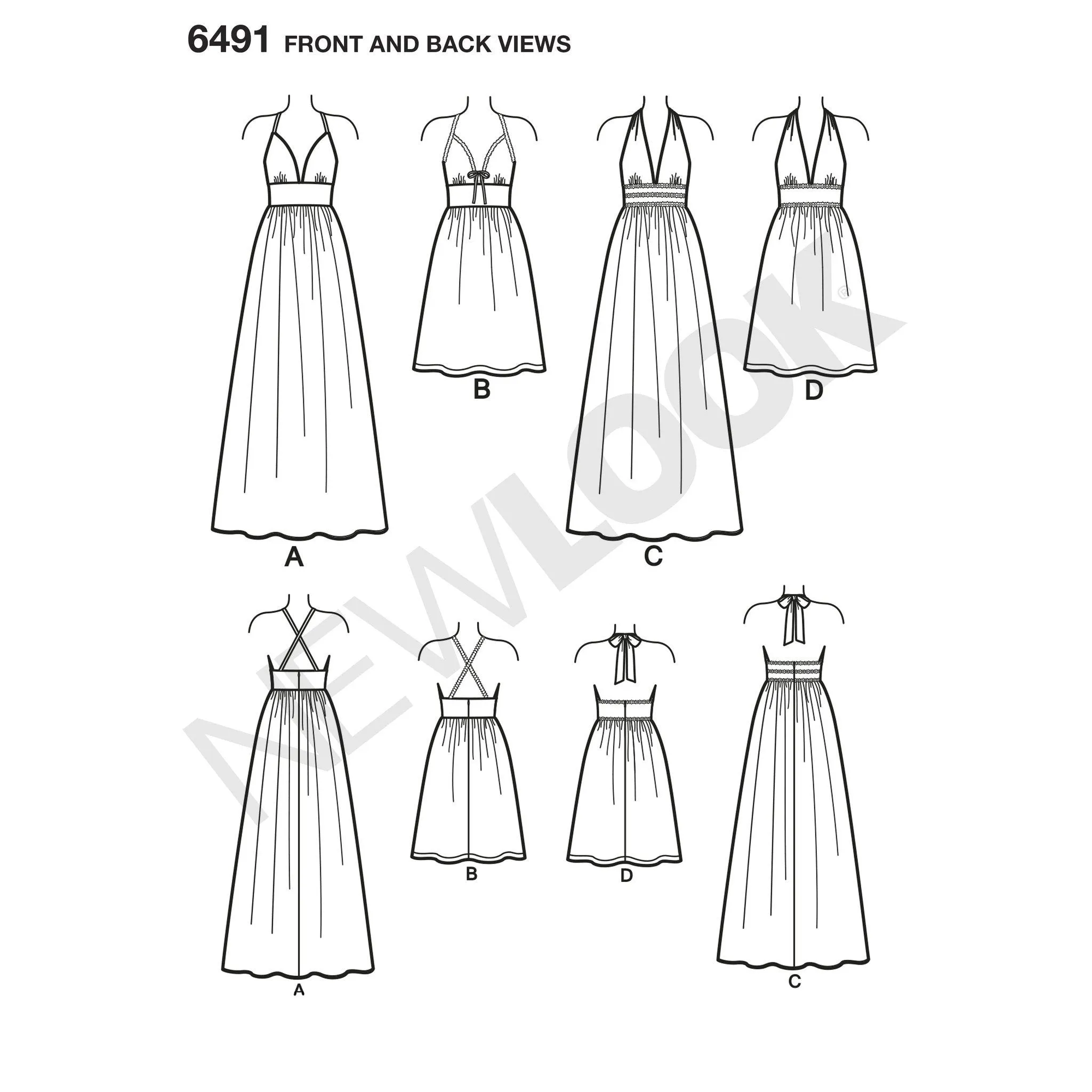 NL6491 Dresses in two Lengths with Bodice Variations